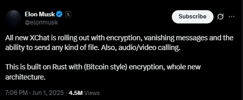 Elon Musk Announce XChat on X