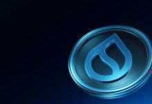 SUI logo and coin with blue colors